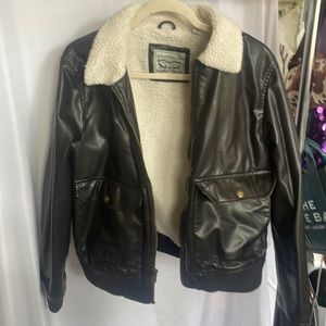 Levis fuzzy leather jacket